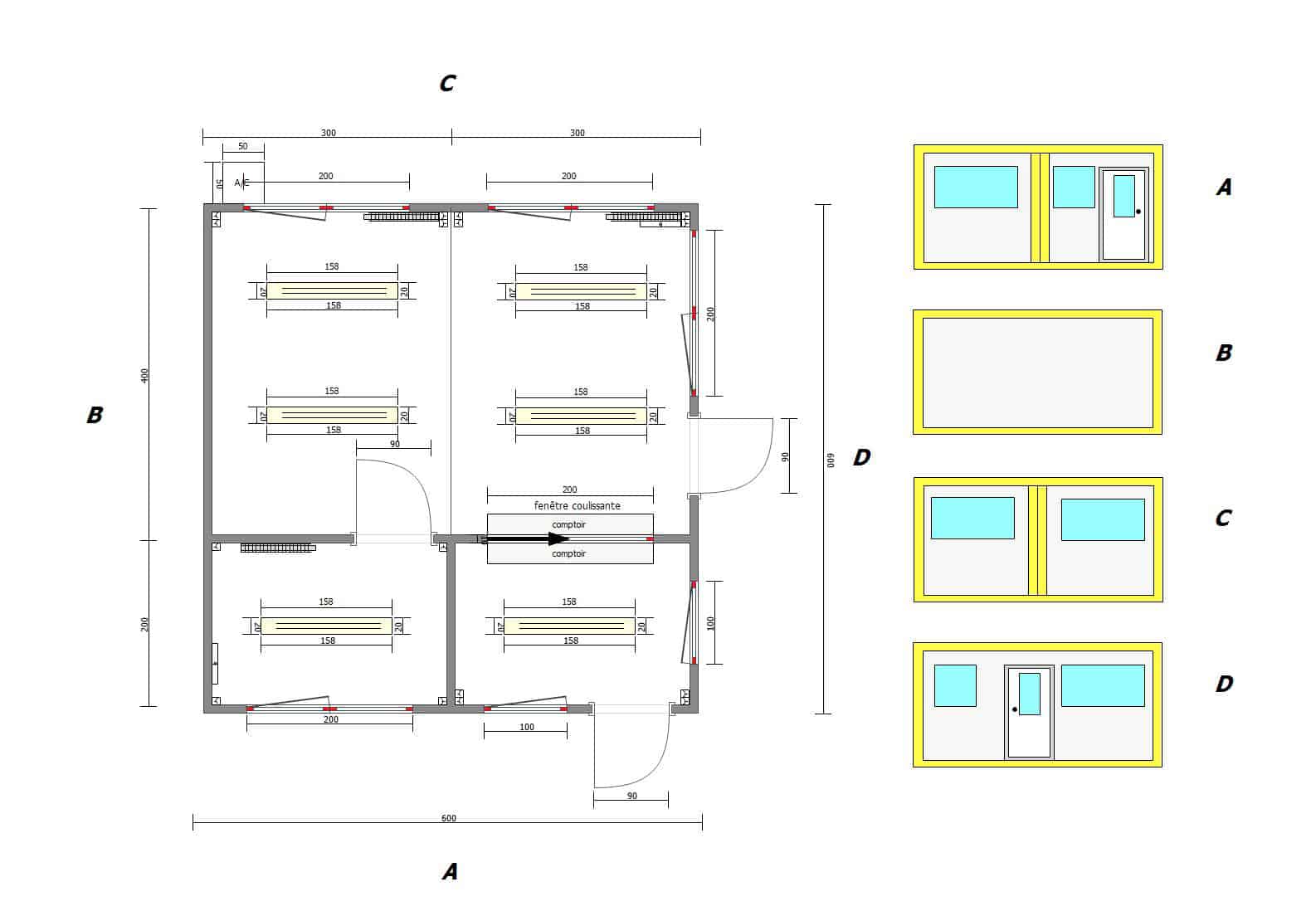 Plan modules habitables